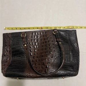 Brahmin  Leather Tote Handbag Brown Black  Great Condition W/ Minor Flaws Used